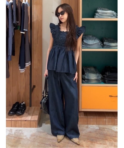 SLY(スライ)の「DENIM RIBBON RELAX PT デニムリボンリラックスパンツ 春服 夏服(スラックス・レディース・ライトブルー/ブルー・2/1)」の7枚目の写真