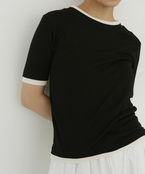 hellam(へラム)の「レイヤード風シアーTシャツ(Tシャツ/カットソー・レディース・ブラウン/ブラック/アイボリー・FREE)」の9枚目の写真