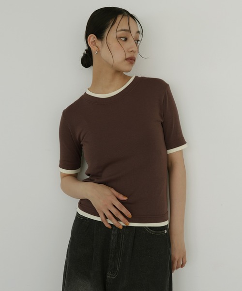 hellam(へラム)の「レイヤード風シアーTシャツ(Tシャツ/カットソー・レディース・ブラウン/ブラック/アイボリー・FREE)」の10枚目の写真