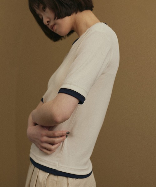 hellam(へラム)の「レイヤード風シアーTシャツ(Tシャツ/カットソー・レディース・ブラウン/ブラック/アイボリー・FREE)」の18枚目の写真