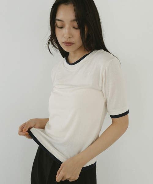 hellam(へラム)の「レイヤード風シアーTシャツ(Tシャツ/カットソー・レディース・ブラウン/ブラック/アイボリー・FREE)」の21枚目の写真