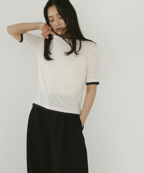 hellam(へラム)の「レイヤード風シアーTシャツ(Tシャツ/カットソー・レディース・ブラウン/ブラック/アイボリー・FREE)」の22枚目の写真