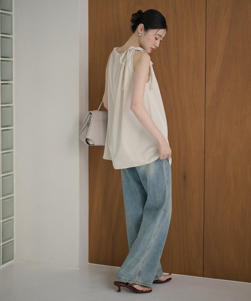 LAULEN(ローレン)の「satin ribbon gather blouse /サテンリボン ギャザーブラウス(シャツ/ブラウス・レディース・アイボリー/ブラック・FREE)」の11枚目の写真