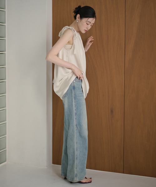 LAULEN(ローレン)の「satin ribbon gather blouse /サテンリボン ギャザーブラウス(シャツ/ブラウス・レディース・アイボリー/ブラック・FREE)」の15枚目の写真