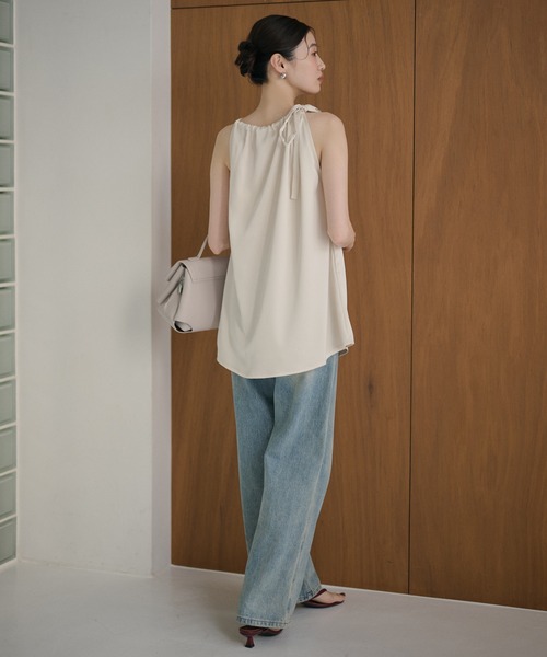LAULEN(ローレン)の「satin ribbon gather blouse /サテンリボン ギャザーブラウス(シャツ/ブラウス・レディース・アイボリー/ブラック・FREE)」の16枚目の写真
