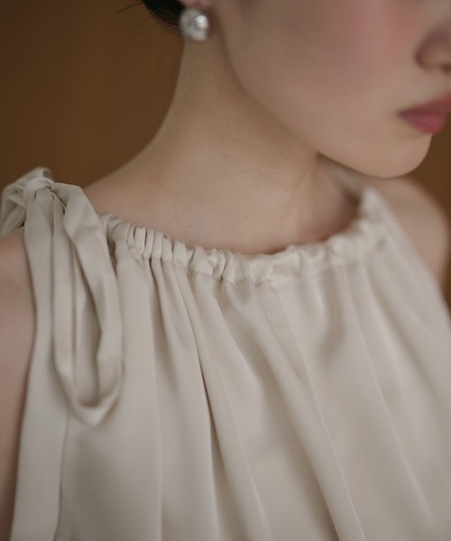 LAULEN(ローレン)の「satin ribbon gather blouse /サテンリボン ギャザーブラウス(シャツ/ブラウス・レディース・アイボリー/ブラック・FREE)」の20枚目の写真