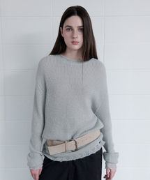 MOHAIR WOOL BLENDED DAMAGED KNIT MINT