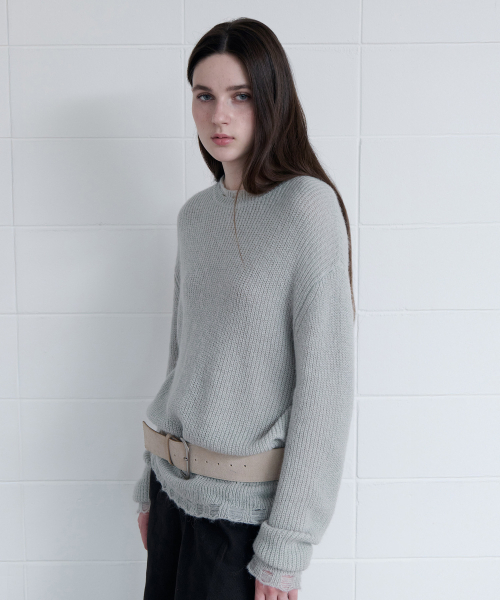 ROLAROLA(ロラロラ)の「MOHAIR WOOL BLENDED DAMAGED KNIT MINT(ニット/セーター・レディース・その他・FREE)」の2枚目の写真