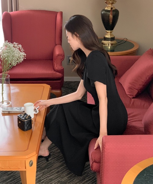 Aelina（エリナ）の「クルーネック通勤ウエスト絞りワンピース（ワンピース・レディース・ブラック/ライトブルー/ピンク・FREE）」の20枚目の写真