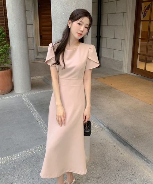 Aelina（エリナ）の「クルーネック通勤ウエスト絞りワンピース（ワンピース・レディース・ブラック/ライトブルー/ピンク・FREE）」の12枚目の写真