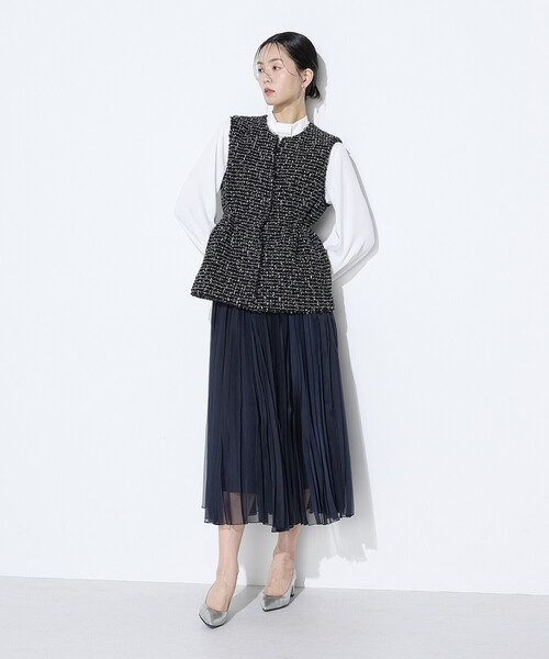 K.T KIYOKO TAKASE(キヨコタカセ)の「ファンシーツイード キーネックカラージレ(ベスト・レディース・ピンク系その他・9号)」の19枚目の写真