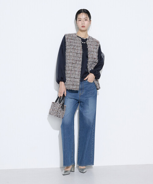 K.T KIYOKO TAKASE(キヨコタカセ)の「ファンシーツイード キーネックカラージレ(ベスト・レディース・ピンク系その他・9号)」の21枚目の写真