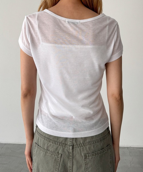 CANAL JEAN（キャナルジーン）の「El mar　テンセルヘンリーTシャツ（Tシャツ/カットソー・レディース・ホワイト/パープル/ブラック・ONE SIZE）」の15枚目の写真