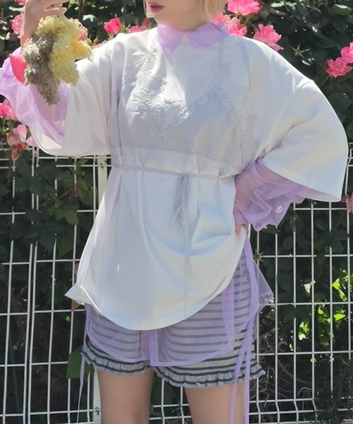 Alley Tokyo(アリートーキョー)の「なんちゃってブラレイヤードBIG T(Tシャツ/カットソー・レディース・オフホワイト/スミクロ・FREE)」の2枚目の写真