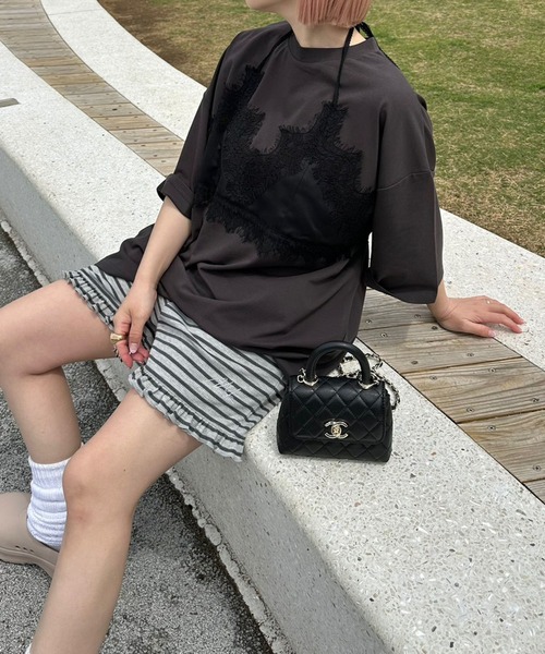 Alley Tokyo(アリートーキョー)の「なんちゃってブラレイヤードBIG T(Tシャツ/カットソー・レディース・オフホワイト/スミクロ・FREE)」の4枚目の写真