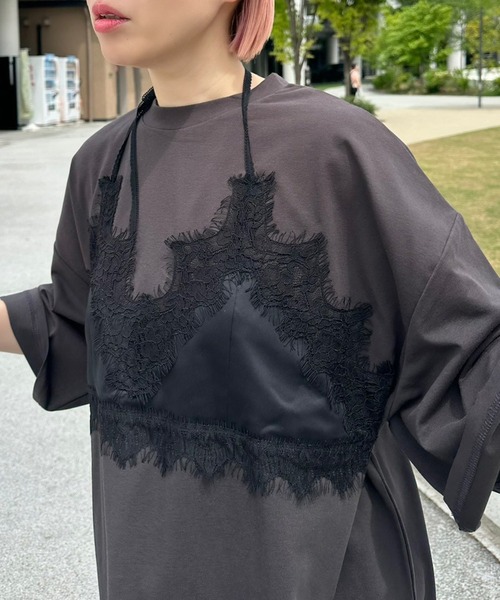Alley Tokyo(アリートーキョー)の「なんちゃってブラレイヤードBIG T(Tシャツ/カットソー・レディース・オフホワイト/スミクロ・FREE)」の8枚目の写真