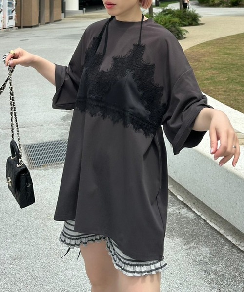 Alley Tokyo(アリートーキョー)の「なんちゃってブラレイヤードBIG T(Tシャツ/カットソー・レディース・オフホワイト/スミクロ・FREE)」の7枚目の写真