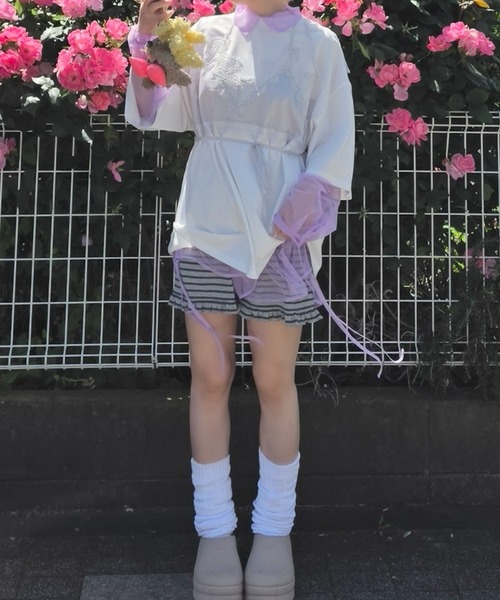 Alley Tokyo(アリートーキョー)の「なんちゃってブラレイヤードBIG T(Tシャツ/カットソー・レディース・オフホワイト/スミクロ・FREE)」の19枚目の写真
