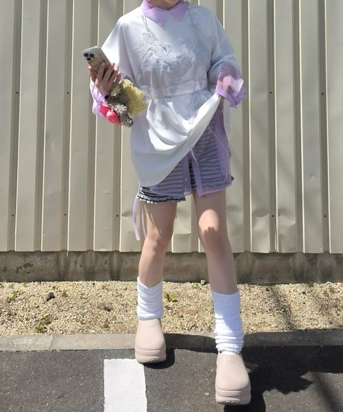 Alley Tokyo(アリートーキョー)の「なんちゃってブラレイヤードBIG T(Tシャツ/カットソー・レディース・オフホワイト/スミクロ・FREE)」の10枚目の写真