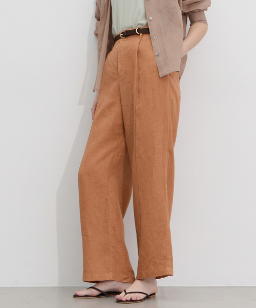 martinique(マルティニーク)の「リネン製品染めワイドパンツ(その他パンツ・レディース・キャメル/ブラック・2/1)」の5枚目の写真