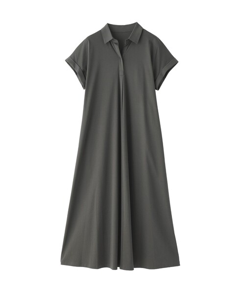 MACKINTOSH PHILOSOPHY（ﾏｯｷﾝﾄｯｼｭ ﾌｨﾛｿﾌｨｰ）の「【WEB&一部店舗限定】スキッパージャージーワンピース（ワンピース・レディース・ブルー/チャコールグレー/ブラック・38）」の2枚目の写真