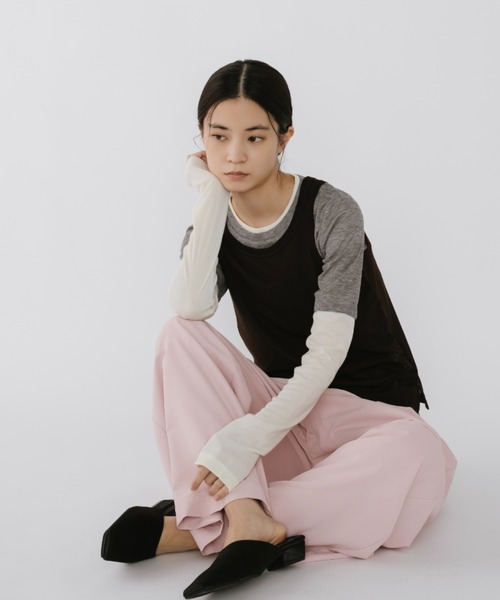 duei(デュイ)の「レイヤードロングスリーブトップス / セットアイテム(Tシャツ/カットソー・レディース・ブラウン/ブルー・FREE)」の2枚目の写真