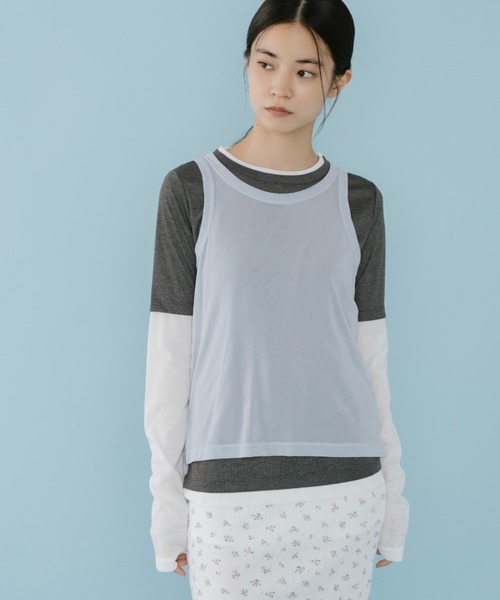 duei(デュイ)の「レイヤードロングスリーブトップス / セットアイテム(Tシャツ/カットソー・レディース・ブラウン/ブルー・FREE)」の1枚目の写真