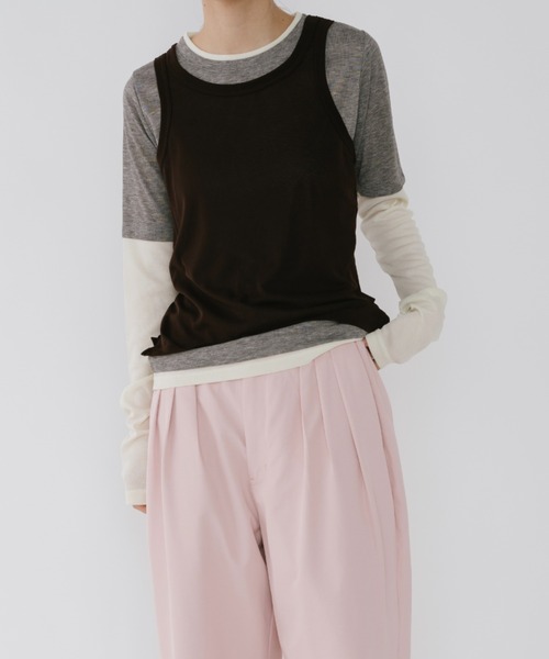 duei(デュイ)の「レイヤードロングスリーブトップス / セットアイテム(Tシャツ/カットソー・レディース・ブラウン/ブルー・FREE)」の6枚目の写真
