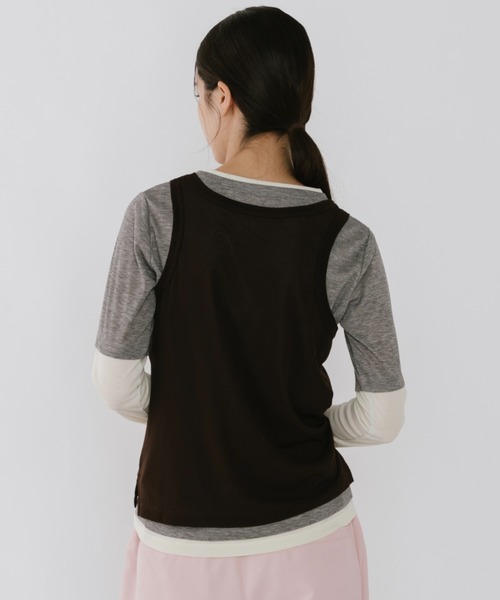 duei(デュイ)の「レイヤードロングスリーブトップス / セットアイテム(Tシャツ/カットソー・レディース・ブラウン/ブルー・FREE)」の7枚目の写真