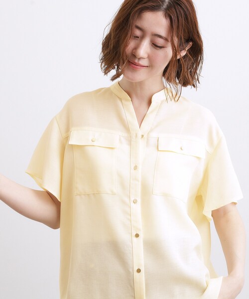 grove(グローブ)の「【洗濯機OK・ひんやり/SETUP可】シワになりにくい、フレアスリーブブラウス(シャツ/ブラウス・レディース・アイボリー/ブラウン系その他/ブラック・04/05/02/03/01)」の4枚目の写真