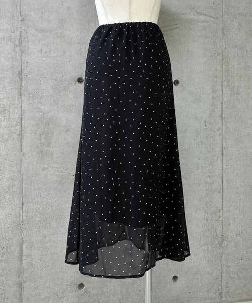 GLAMOROUS JANE(グラマラスジェーン)の「ドット柄シフォンロングスカート(スカート・レディース・ブラック・M/L)」の6枚目の写真