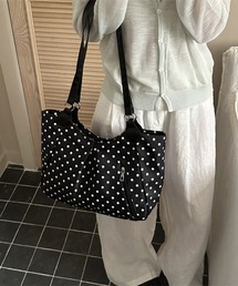 ドット柄ショルダートートバッグ