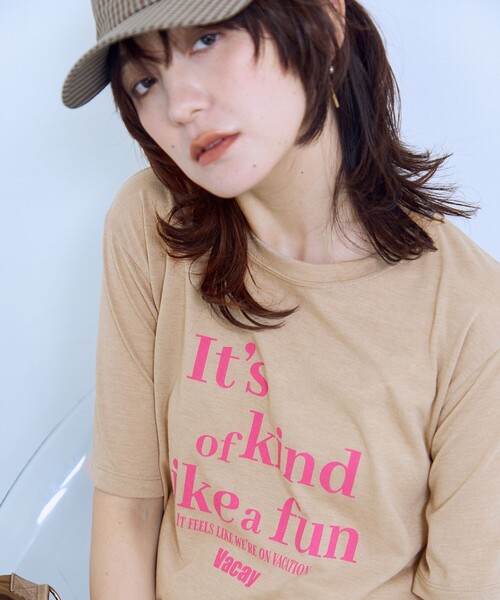 ANY(エニィ)の「シアーネップロゴTシャツ(Tシャツ/カットソー・レディース・ブラック系/ベージュ系/グリーン系・X-LARGE)」の2枚目の写真
