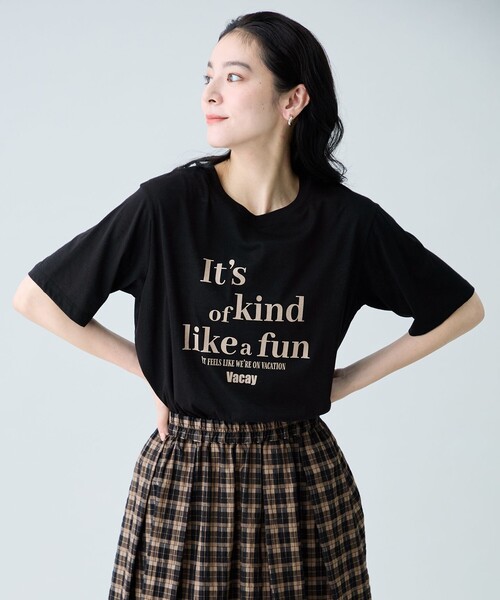 ANY(エニィ)の「シアーネップロゴTシャツ(Tシャツ/カットソー・レディース・ブラック系/ベージュ系/グリーン系・X-LARGE)」の10枚目の写真