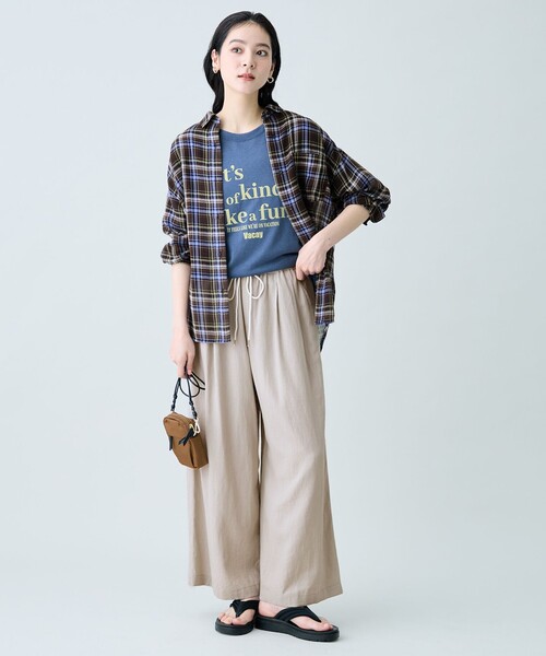 ANY(エニィ)の「シアーネップロゴTシャツ(Tシャツ/カットソー・レディース・ブラック系/ベージュ系/グリーン系・X-LARGE)」の19枚目の写真