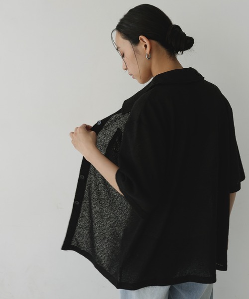 hellam(へラム)の「半袖ニットソーポロカーディガン(Tシャツ/カットソー・レディース・ブラック/ブラウン/アイボリー/カーキ・FREE)」の8枚目の写真