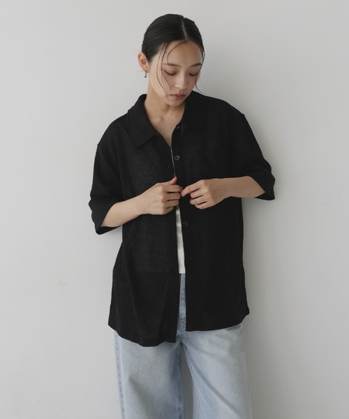 hellam(へラム)の「半袖ニットソーポロカーディガン(Tシャツ/カットソー・レディース・ブラック/ブラウン/アイボリー/カーキ・FREE)」の10枚目の写真