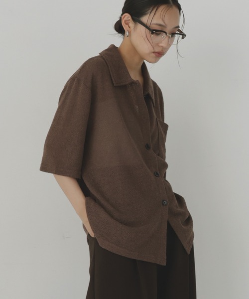 hellam(へラム)の「半袖ニットソーポロカーディガン(Tシャツ/カットソー・レディース・ブラック/ブラウン/アイボリー/カーキ・FREE)」の14枚目の写真