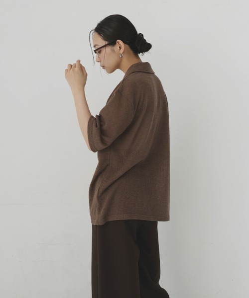 hellam(へラム)の「半袖ニットソーポロカーディガン(Tシャツ/カットソー・レディース・ブラック/ブラウン/アイボリー/カーキ・FREE)」の16枚目の写真