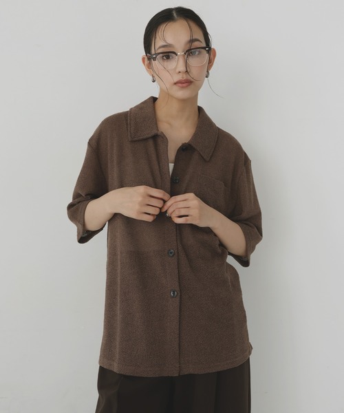 hellam(へラム)の「半袖ニットソーポロカーディガン(Tシャツ/カットソー・レディース・ブラック/ブラウン/アイボリー/カーキ・FREE)」の17枚目の写真