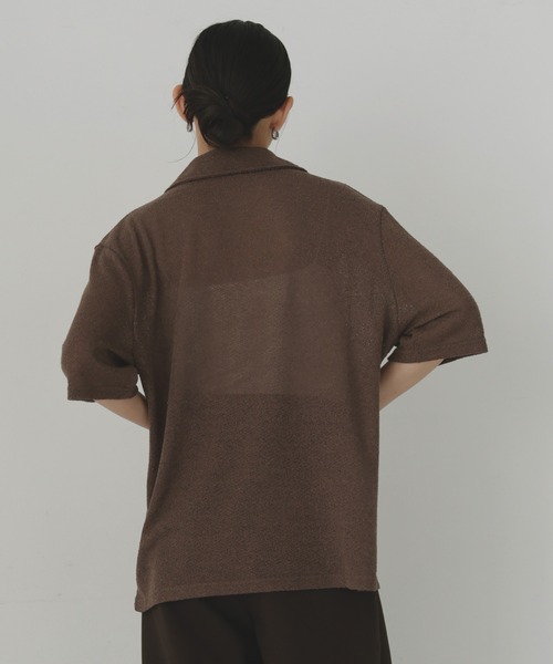 hellam(へラム)の「半袖ニットソーポロカーディガン(Tシャツ/カットソー・レディース・ブラック/ブラウン/アイボリー/カーキ・FREE)」の19枚目の写真