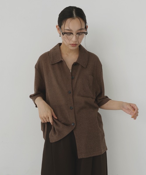 hellam(へラム)の「半袖ニットソーポロカーディガン(Tシャツ/カットソー・レディース・ブラック/ブラウン/アイボリー/カーキ・FREE)」の20枚目の写真