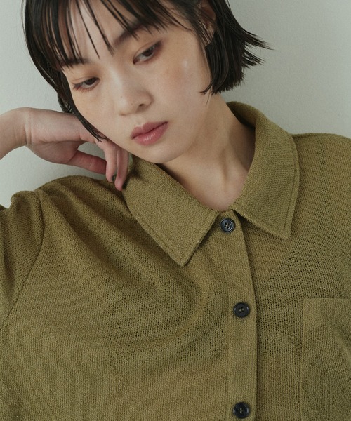 hellam(へラム)の「半袖ニットソーポロカーディガン(Tシャツ/カットソー・レディース・ブラック/ブラウン/アイボリー/カーキ・FREE)」の22枚目の写真