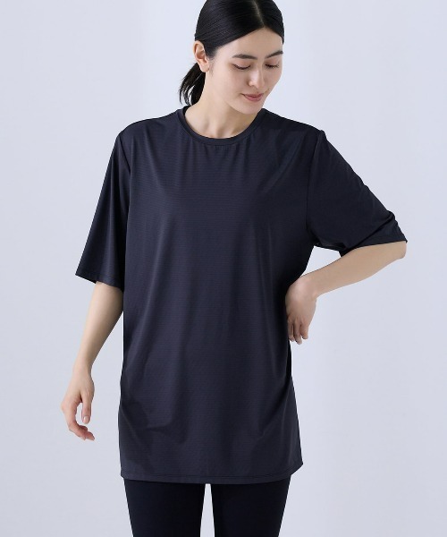 tutuanna（チュチュアンナ）の「[ヨガ・ピラティス]無地メッシュTシャツ（Tシャツ/カットソー・レディース・ネイビー/オフホワイト・L/M）」の2枚目の写真