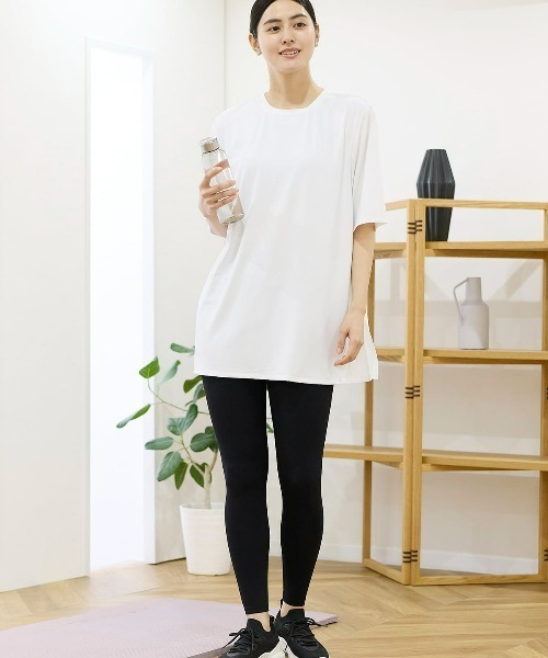 tutuanna（チュチュアンナ）の「[ヨガ・ピラティス]無地メッシュTシャツ（Tシャツ/カットソー・レディース・ネイビー/オフホワイト・L/M）」の8枚目の写真