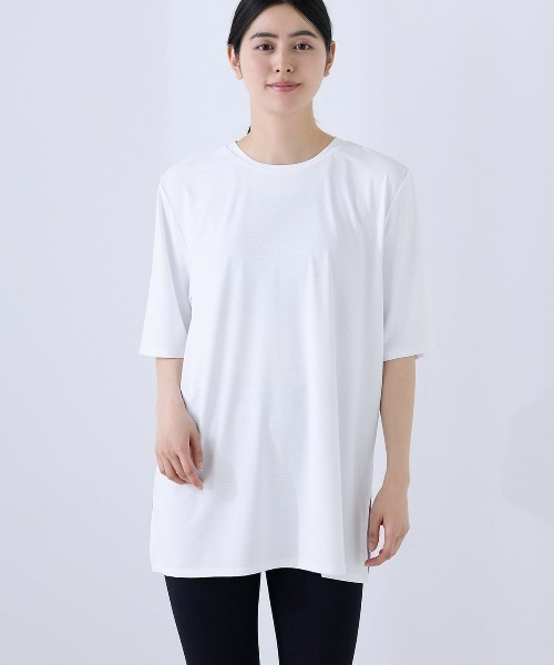 tutuanna（チュチュアンナ）の「[ヨガ・ピラティス]無地メッシュTシャツ（Tシャツ/カットソー・レディース・ネイビー/オフホワイト・L/M）」の9枚目の写真