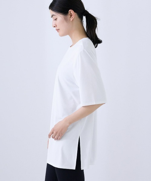 tutuanna（チュチュアンナ）の「[ヨガ・ピラティス]無地メッシュTシャツ（Tシャツ/カットソー・レディース・ネイビー/オフホワイト・L/M）」の10枚目の写真