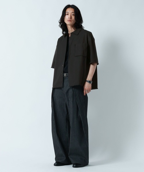 RAGEBLUE（レイジブルー）の「CUT OFF DESIGN SHORT SHIRTS/裾ダメージ加工ショート丈シャツ（シャツ/ブラウス・メンズ・グレー/ブラック・MEDIUM/LARGE）」の20枚目の写真