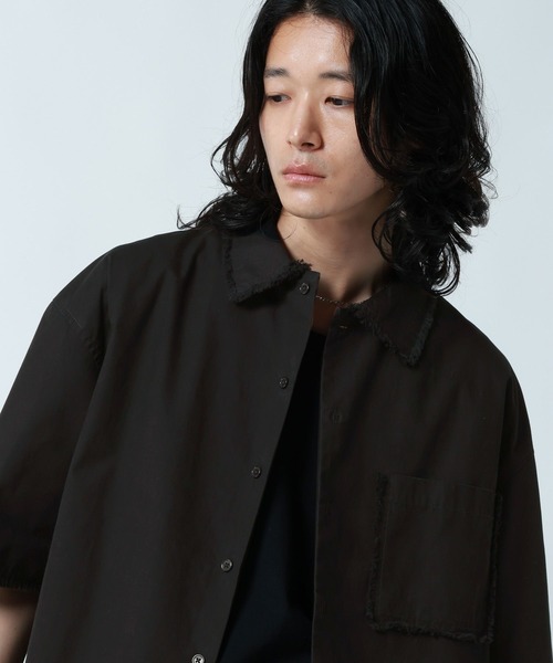 RAGEBLUE（レイジブルー）の「CUT OFF DESIGN SHORT SHIRTS/裾ダメージ加工ショート丈シャツ（シャツ/ブラウス・メンズ・グレー/ブラック・MEDIUM/LARGE）」の14枚目の写真