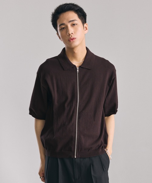 LUENNA(ルエナ)の「【LUENNA】Half Sleeve Zip Knit Shirt / 半袖ジップニットシャツ(シャツ/ブラウス・メンズ・ダークブラウン/ブラック・S/M/L)」の7枚目の写真
